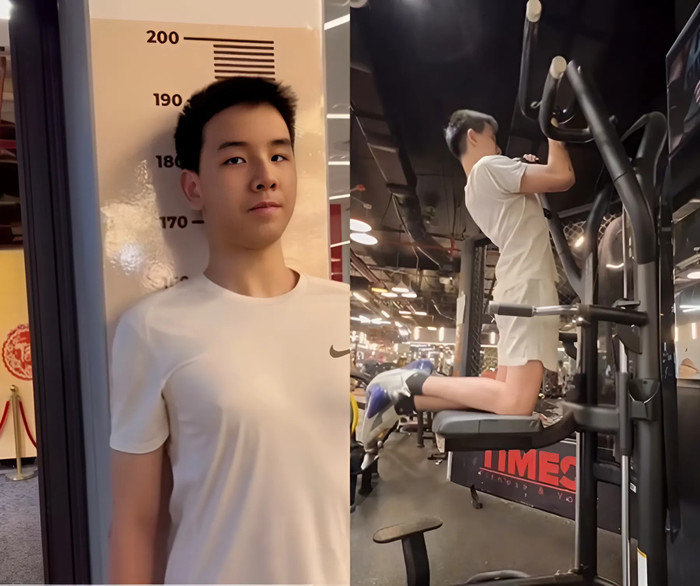 Thùy Lâm cho biết con trai thường được bố đưa đi tập gym vào cuối tuần để rèn luyện sức khỏe. (Ảnh từ TikTok Nguyễn Thùy Lâm)