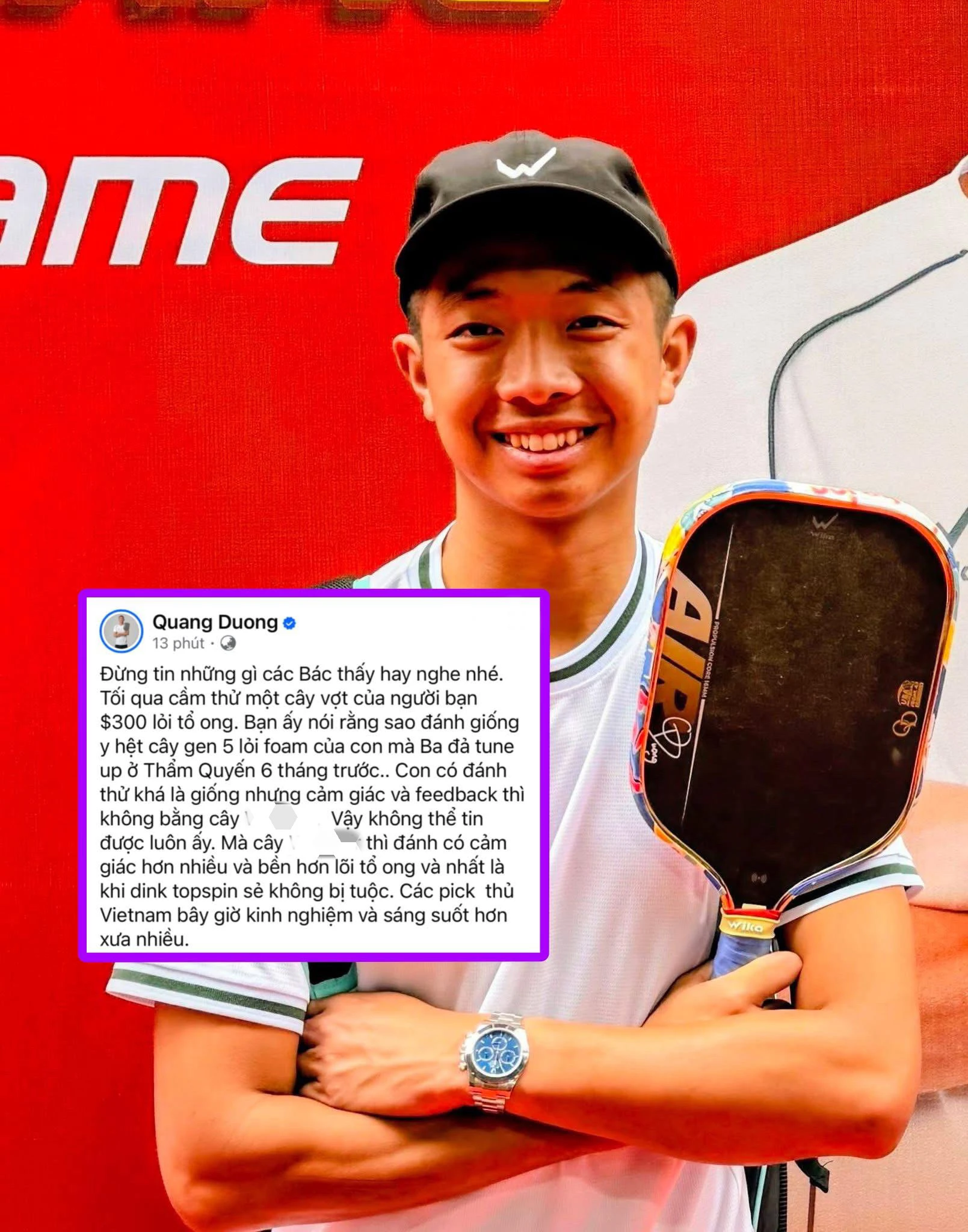 Từ vụ việc Quang Dương: Nhìn lại câu chuyện lõi vợt và cảm nhận thật của người chơi pickleball 1 Quang Dương gây bão cộng đồng pickleball với phát ngôn so sánh vợt